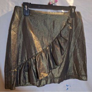 Gianni Bini Shimmering Gold Ruffle Mini Skirt Size Juniors Large Never Worn
